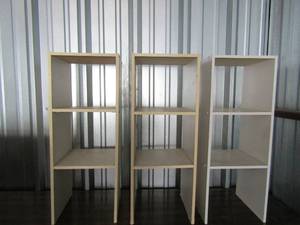 lot 115 image: Three 2 tier white shelving units no backs 31 x12x12