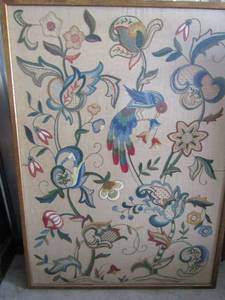 lot 119 image: Needle point birds & flower design 44x32