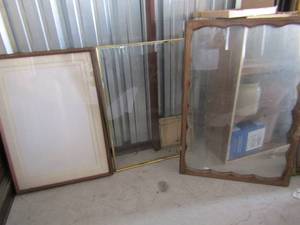 lot 120 image: 3 large picture frames 2 wooden 40x25 1 metal 35x25