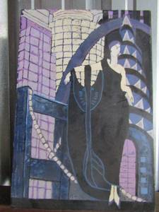lot 142 image: ART - Aqua meader Broadway Boogie Art 22x15