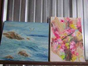 lot 144 image: ART - Ocean view canvas 20x24 Multicolor on board by kara Butler 24x18