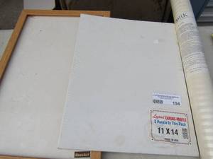 lot 194 image: 3 sister studios wall paper Rose art blank board, new 11x14 canvas panels