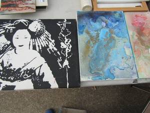 lot 196 image: 3 canvas paintings all 12x9