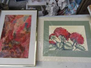 lot 212 image: ART  Butler painting- red 16x12 and framed water color 15x11