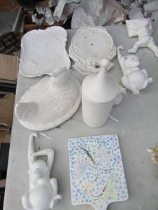 lot 228 image: Mold pieces- monkey, ducks,  rooster,  sleeping child, cutting board