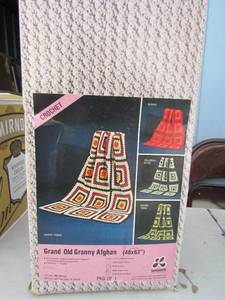 lot 252 image: Grand old Granny afghan crochet kit brass tone pattern