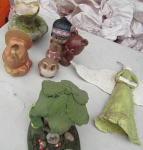 lot 272 image: Ceramic-angel, bird house, owl, bowl and turkey