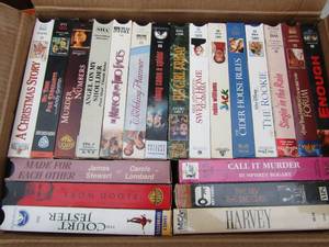 lot 280 image: Box of VHS- Court jester, Christmas story, wedding planner and more