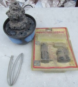 lot 297 image: Blue and black pottery fountain has pump replacement kit