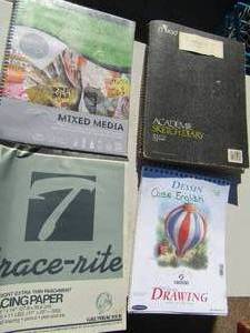 lot 304 image: drawing paper sketch book and new mixed media drawing pad, Used tracing paper,