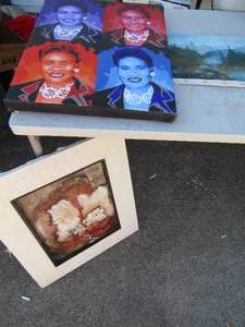 lot 323 image: ART- 20x15 by Steph Garza 4 different portraits and 12x9 mountain canvas