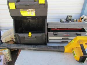 lot 338 image: Flambeau tool box, Stanley multi storage blackyellow tool box and electric blower