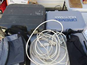 lot 341 image: 2 tool cases, 2 insulated lunch bags, and extension cords