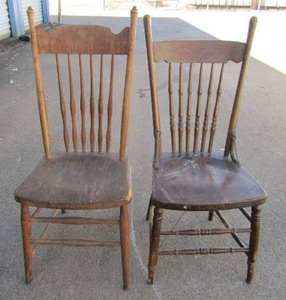 lot 351 image: 2-  wooden chairs 39x17