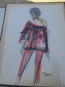 lot 386 image: ART - SKETCHED LADY 24x18