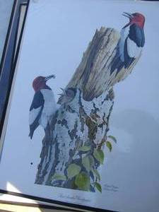 lot 367 image: Art by Arthur Singer 23x17 Red head woodpecker