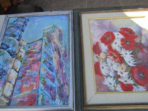 lot 392 image: Butler canvas art -  silver frame  26x20, 28x24 gold frame