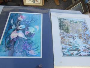 lot 397 image: Butler art- bird on tree  28x23 and deer in snow 24x20