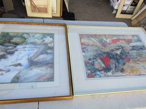 lot 407 image: Art- waterfall glass broken 21x20 and abstract 26x20