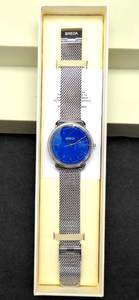 lot 23 image: NEW IN BOX - BREDA MENS BLUE FACE WATCH WITH STAINLESS MESH BAND - MODEL 5016F - $$$