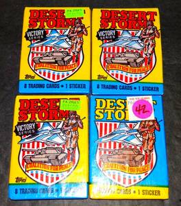 lot 42 image: VINTAGE 1991 DESERT STORM COLLECTOR CARDS - SEALED WAX PACKS X 4