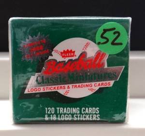 lot 52 image: 1988 Fleer Baseball Classic Miniatures 120 Card Set & 18 Logo Stickers - SEALED