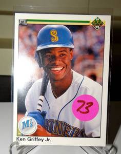 lot 73 image: 1990 UD Ken Griffey JR baseball card #156 in NMMT condition $$