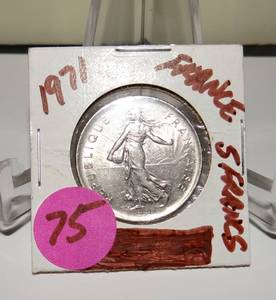 lot 75 image: 1971 5 Franc French Republic Coin Monaie De Paris (Circulated)