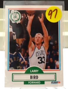 lot 97 image: 1990-91 Fleer Basketball #8 Larry Bird Boston Celtics HOF - NMMT