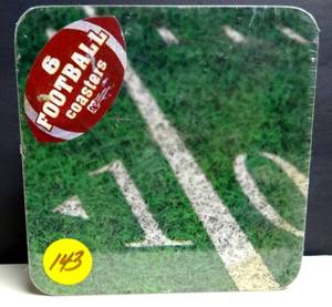 lot 143 image: SET OF 6 VINTAGE CORK BACKED FOOTBALL THEMED COASTERS - SEALED