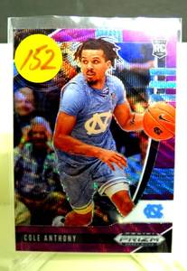 lot 152 image: HOT ROOKIE CARD - 2020-21 Panini Prizm Draft Picks Cole Anthony Purple Wave Rookie Card #9 NMMT