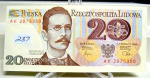 lot 237 image: Poland 20 Zlotych 1982 P-149 Banknote
