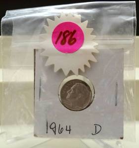 lot 186 image: 1964 D ROOSEVELT TIME IN PROTECTIVE SLEEVE