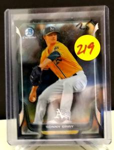 lot 219 image: LIMITED TO 35 - 2014 Bowman Chrome Black Static Refractors #67 Sonny Gray 35 $$$