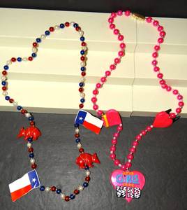 lot 227 image: PAIR OF MARDI GRAS STYLED NECKLACE - TEXAS & GIRLS GONE WILD