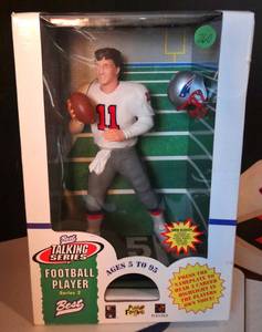 lot 260 image: 1997 BEST TALKING FOOTBALL DREW BLEDSOE NEW ENGLAND PATRIOTS FIGURE SERIES 2 UNUSED $$$