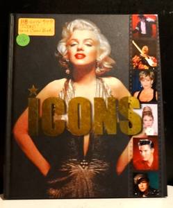 lot 276 image: ICONS HARDCOVER BOOK MARILYN MONROE COVER, ELVIS, JIMI HENDRIX, 2010, IGLOOBOOKS $$