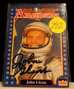 lot 292 image: RARE HAND SIGNED 1992 AMERICANA (STARLINE) SINGLE TRADING CARD #227 JOHN GLENN