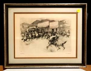 lot 295 image: 1950S The AlarmOriginal Etching by R.H.Palenske Reproduced inTalio Chrome $$$