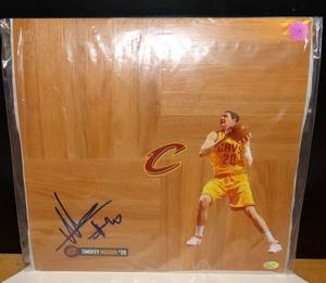 lot 299 image: AUTHENTIC DOCUMENTED AUTOGRAPH - CLEVELAND CAVALIERS Timofey Mozgov HAND SIGNED FLOOR BOARD - SGC AU77036 $$$