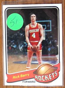 lot 51 image: 1979-80 Topps Basketball Rick Barry #120 - Houston Rockets - EX