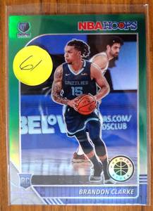 lot 61 image: 2019-20 Panini Hoops Premium Stock GREEN PRIZM Brandon Clarke Rookie RC #217 NMMT