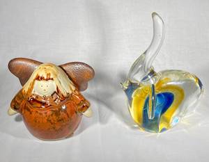 lot 154 image: Murano Flavio PoliGlass Elephant - Made in Italy vintage Red Earth Orignal Terracotta Clay Glazed Angel