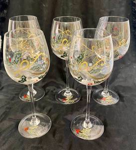 lot 155 image: 5 Crystal Wine Glasses