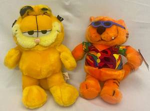 lot 166 image: Plush Garfield and Heathclif by NANCO