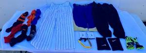 lot 27 image: Youth Basseball Pants, Pair of Mizuno Gloves, Knee Pads and Long Socks