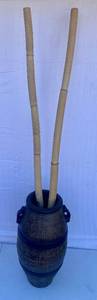 lot 48 image: Decoative Ceramic Pot (Heavy) 28tall w2 Bamboos