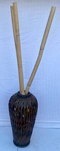 lot 55 image: Decorative Wicker Basket with3 Bamboos