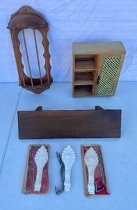 lot 191 image: Upcycled JewelryKnick knack Shelf, Decorative Wall Hanger and Curtain Tie Backs