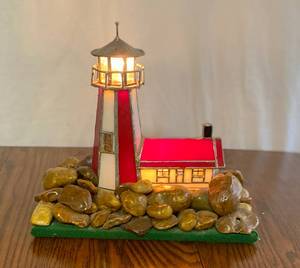 lot 146 image: Lighthouse with Light on Rock Base